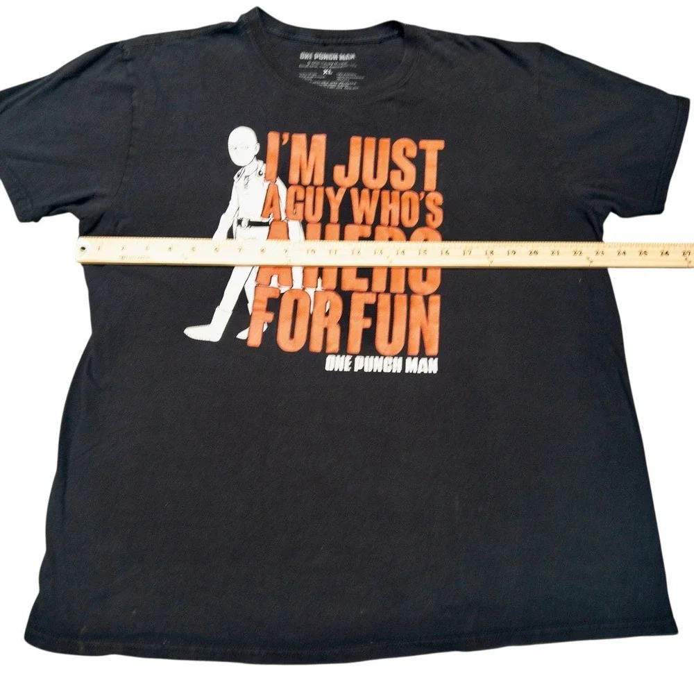 One Punch Man a Hero For Fun T-shirt 100% Cotton Black‎ Mens Unisex Size XL